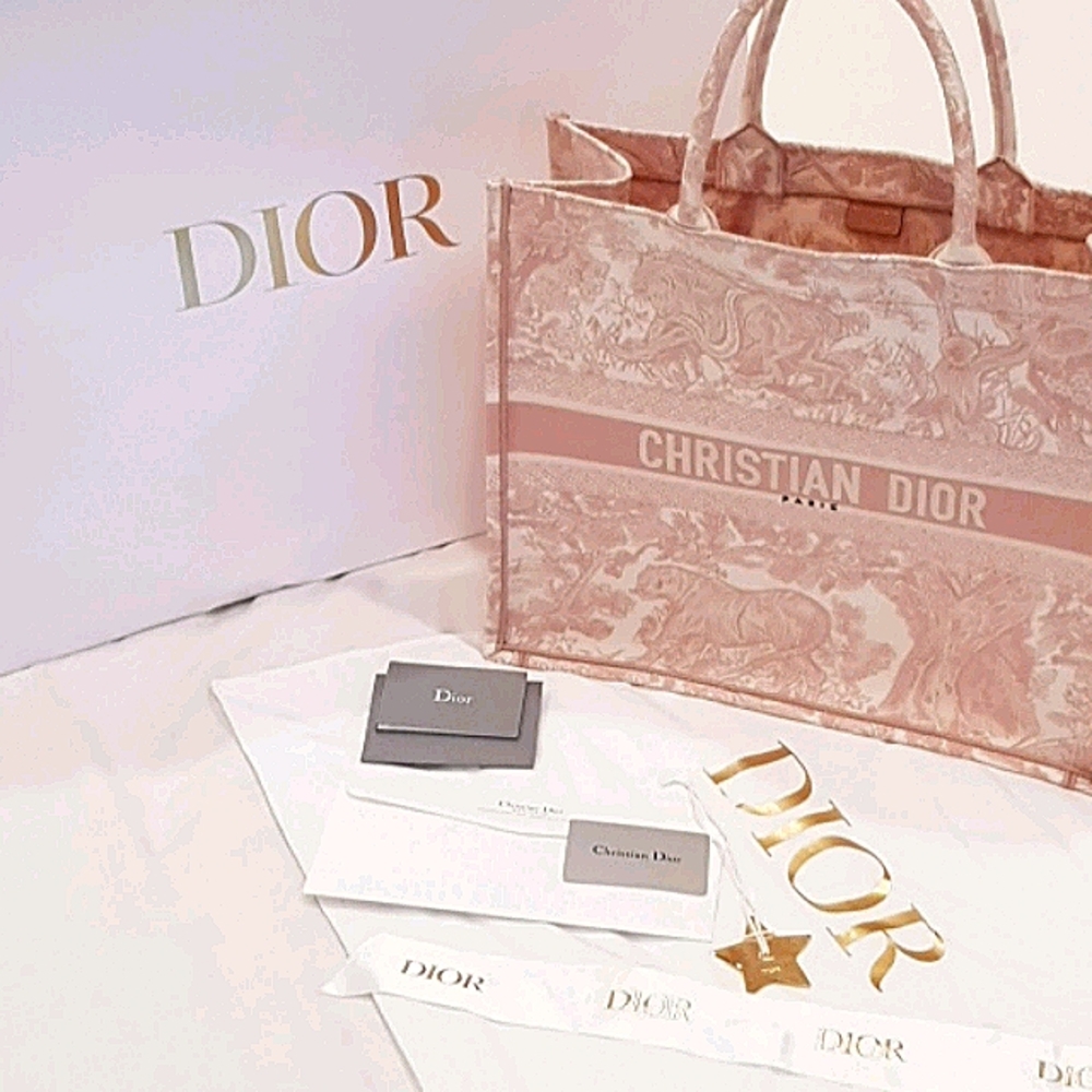 DIOR BOOK TOTE Pink Toile de Jouy Embroidery